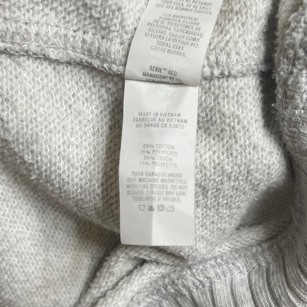 Aerie Womens Quarter Zip Sweatshirt Light Gray Heather Ribbed Trim Size Medium - Picture 4 of 7